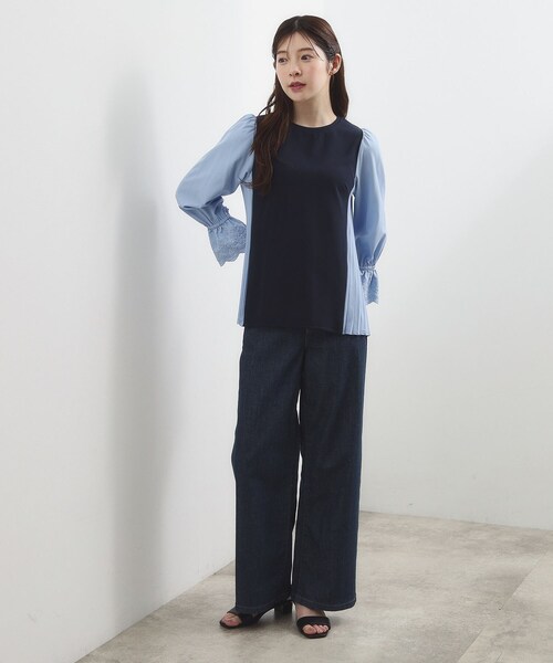 grove(グローブ)の「【洗える・体型カバー】袖口レース・バックプリーツトップス(Tシャツ/カットソー・レディース・ブラック系4/ネイビー系4・02/03/04/05/01)」の8枚目の写真