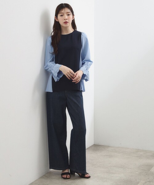 grove(グローブ)の「【洗える・体型カバー】袖口レース・バックプリーツトップス(Tシャツ/カットソー・レディース・ブラック系4/ネイビー系4・02/03/04/05/01)」の9枚目の写真