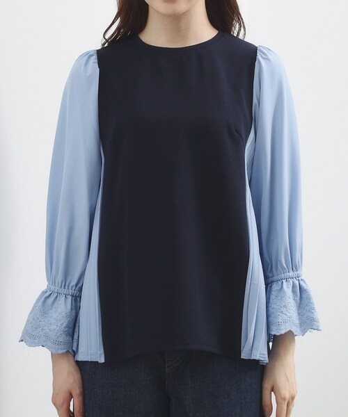 grove(グローブ)の「【洗える・体型カバー】袖口レース・バックプリーツトップス(Tシャツ/カットソー・レディース・ブラック系4/ネイビー系4・02/03/04/05/01)」の11枚目の写真