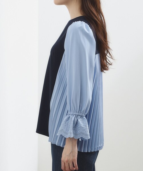 grove(グローブ)の「【洗える・体型カバー】袖口レース・バックプリーツトップス(Tシャツ/カットソー・レディース・ブラック系4/ネイビー系4・02/03/04/05/01)」の12枚目の写真