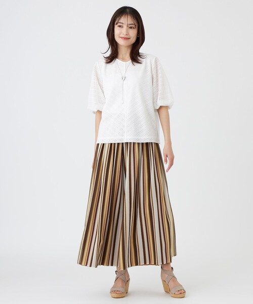 TRANS WORK(トランスワーク)の「【ウォッシャブル】コットンスムースレースコンビカットソー(Tシャツ/カットソー・レディース・ブラック/ホワイト・40/38)」の3枚目の写真