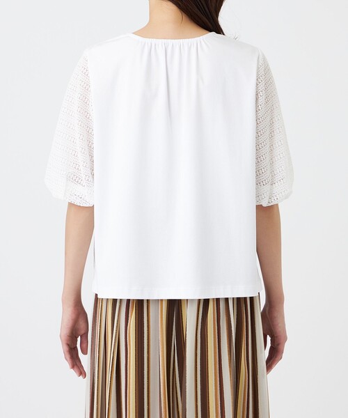 TRANS WORK(トランスワーク)の「【ウォッシャブル】コットンスムースレースコンビカットソー(Tシャツ/カットソー・レディース・ブラック/ホワイト・40/38)」の7枚目の写真