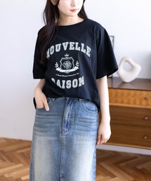 カレッジプリントビッグTシャツ［骨格ナチュラル/オーバーサイズ/体型カバー/カジュアル］