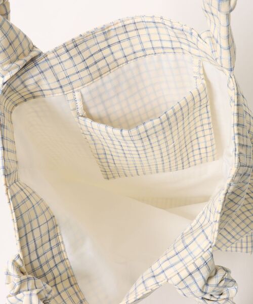 P.V.T(ピーブイティー)の「ギャザーハンドルチェックトートバッグ(トートバッグ・レディース・White/Yellow/ブルー・F)」の5枚目の写真