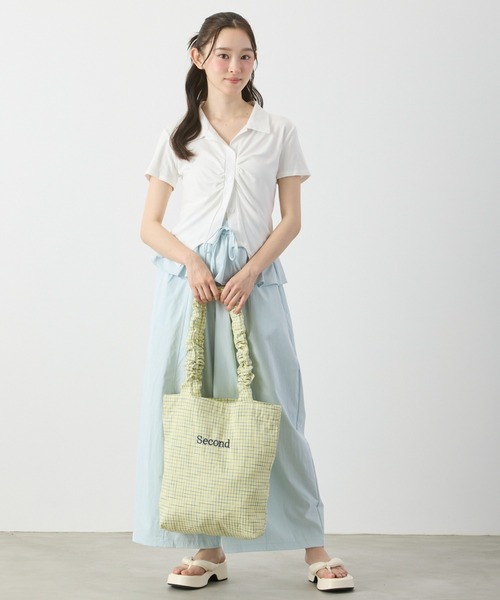 P.V.T(ピーブイティー)の「ギャザーハンドルチェックトートバッグ(トートバッグ・レディース・White/Yellow/ブルー・F)」の16枚目の写真