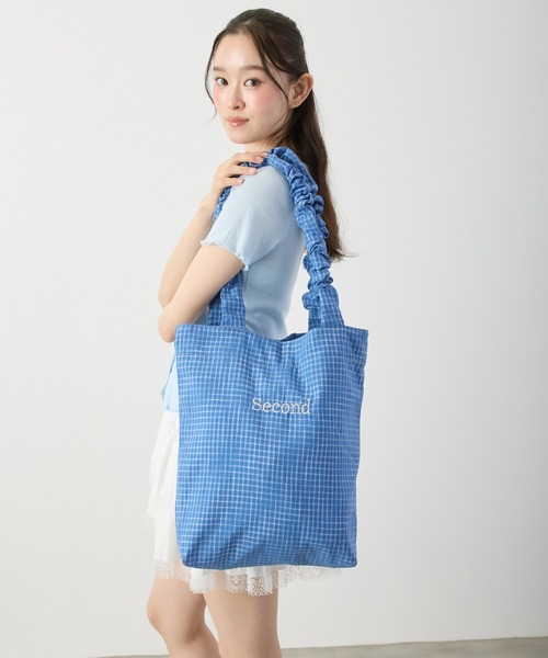P.V.T(ピーブイティー)の「ギャザーハンドルチェックトートバッグ(トートバッグ・レディース・White/Yellow/ブルー・F)」の18枚目の写真