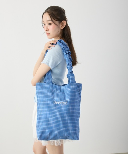 P.V.T(ピーブイティー)の「ギャザーハンドルチェックトートバッグ(トートバッグ・レディース・White/Yellow/ブルー・F)」の20枚目の写真