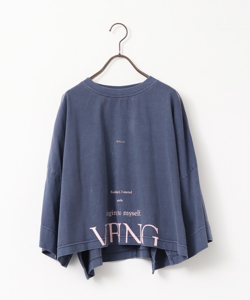 hunch（ハンチ）の「ワイドショート ロゴTシャツ（Tシャツ/カットソー・レディース・ベージュ/ネイビー/オフホワイト/チャコールグレー・FREE）」の22枚目の写真
