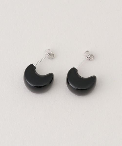 FRAMeWORK(フレームワーク)の「PREEK/プリーク how raw stone moon hoop(ピアス(両耳用)・レディース・ブラック・FREE)」の3枚目の写真
