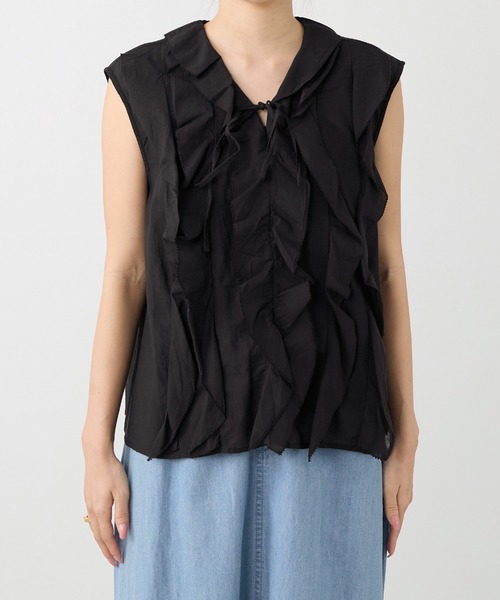 normment(ノーメント)の「【normment】フリルブラウス-COTTON RAYON FRILL BL(シャツ/ブラウス・レディース・ブラック/ダークブラウン・FREE)」の19枚目の写真