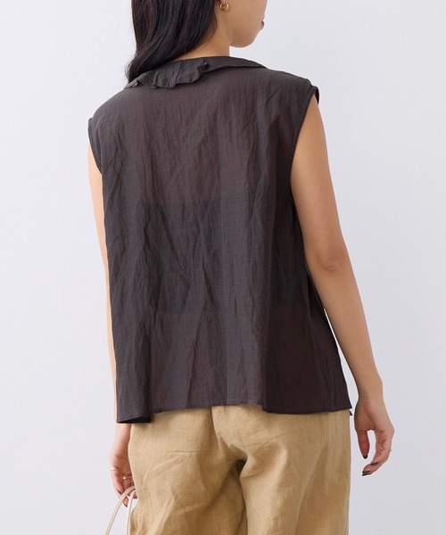 normment(ノーメント)の「【normment】フリルブラウス-COTTON RAYON FRILL BL(シャツ/ブラウス・レディース・ブラック/ダークブラウン・FREE)」の5枚目の写真