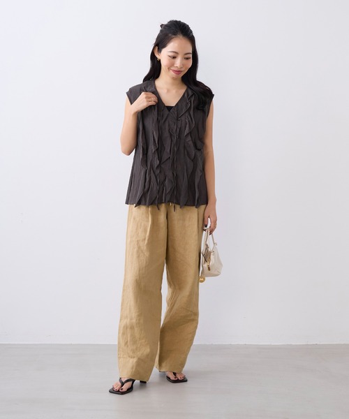 normment(ノーメント)の「【normment】フリルブラウス-COTTON RAYON FRILL BL(シャツ/ブラウス・レディース・ブラック/ダークブラウン・FREE)」の6枚目の写真