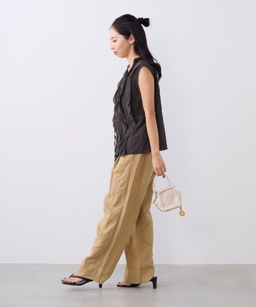 normment(ノーメント)の「【normment】フリルブラウス-COTTON RAYON FRILL BL(シャツ/ブラウス・レディース・ブラック/ダークブラウン・FREE)」の8枚目の写真