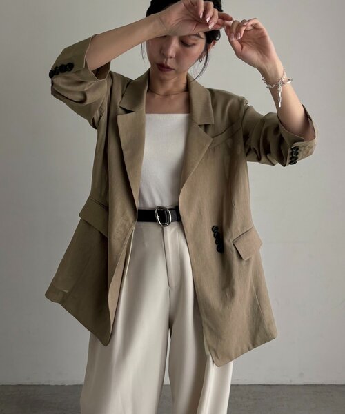 CAPRICIEUX LE'MAGE(カプリシューレマージュ)の「【防シワ/毛玉防止/手洗い可】〈C.L〉シアーテーラードジャケット(テーラードジャケット・レディース・ベージュ/ブラック/ホワイト系その他・36/38)」の17枚目の写真