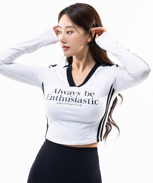 PHYSICAL GARMENTS（フィジカルガーメンツ）の「P5022 ウーマンラインVネッククロップ長袖 [3カラー]（Tシャツ/カットソー・レディース・ホワイト/ブラック/ベージュ・SMALL/MEDIUM）」の8枚目の写真
