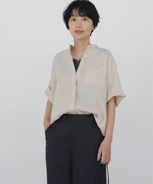 ◆【дишащий/лен 100%】 рубашка‑поло Hardman Linen V‑neck (блок)