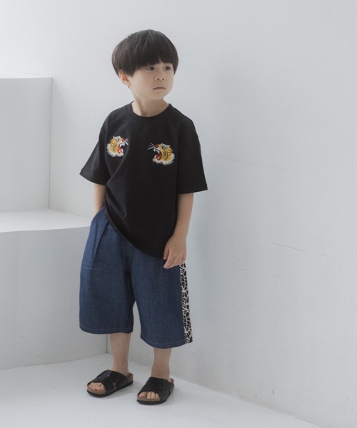 MAKE YOUR DAY(メイクユアデイ)の「サイドライン6分丈パンツ(その他パンツ・キッズ・ベージュ/ブルー・90/100/110/120/130/140/80)」の12枚目の写真