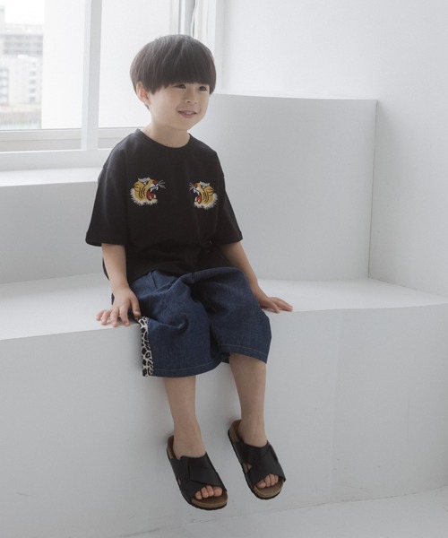 MAKE YOUR DAY(メイクユアデイ)の「サイドライン6分丈パンツ(その他パンツ・キッズ・ベージュ/ブルー・90/100/110/120/130/140/80)」の14枚目の写真
