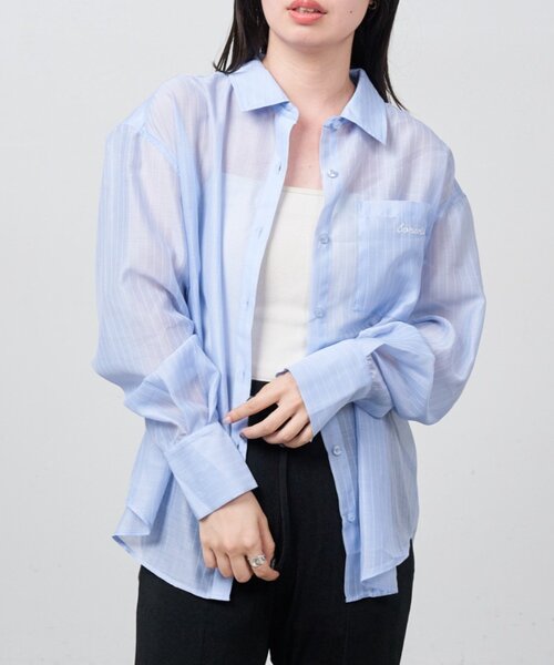 Kastane(カスタネ)の「【一部店舗限定】B シアーストライプシャツ(シャツ/ブラウス・レディース・ピンク/サックスブルー・FREE)」の19枚目の写真