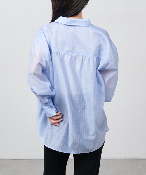 Kastane(カスタネ)の「【一部店舗限定】B シアーストライプシャツ(シャツ/ブラウス・レディース・ピンク/サックスブルー・FREE)」の20枚目の写真