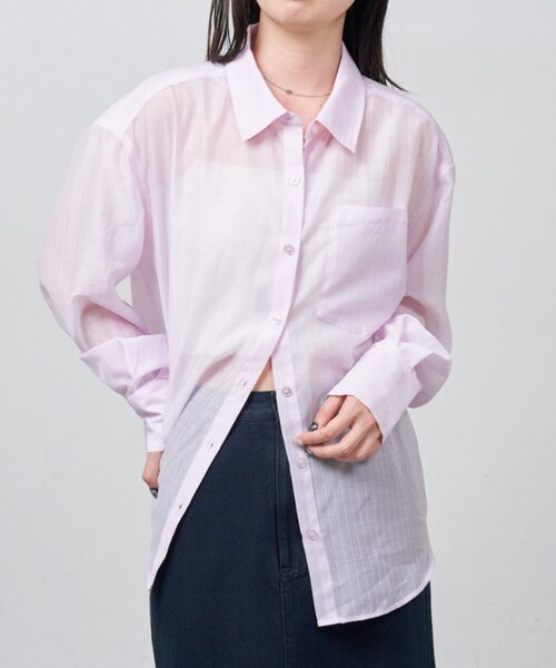 Kastane(カスタネ)の「【一部店舗限定】B シアーストライプシャツ(シャツ/ブラウス・レディース・ピンク/サックスブルー・FREE)」の13枚目の写真