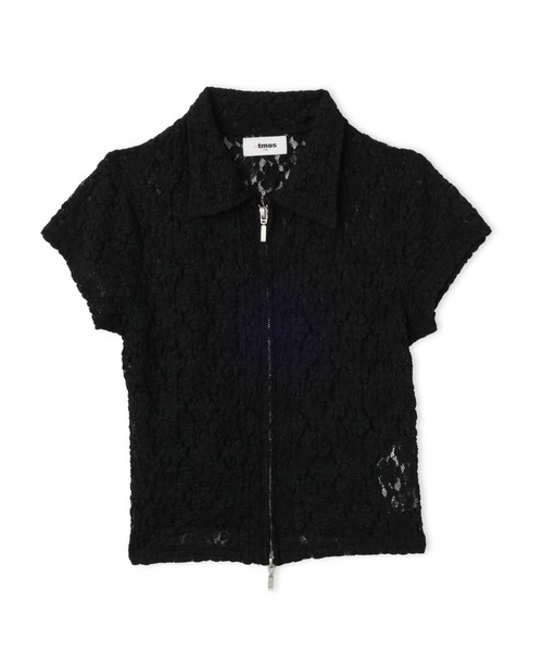 atmos pink（アトモスピンク）の「atmos pink Lace Zip-up Shirt / アトモスピンク レース ジップアップ シャツ（シャツ/ブラウス・レディース・ブラック/ホワイト・FREE）」の2枚目の写真