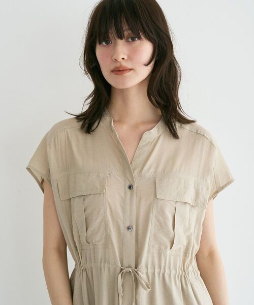 YECCA VECCA（イェッカヴェッカ）の「【接触冷感】ミリタリースキッパーシャツワンピース（シャツワンピース・レディース・ベージュ/カーキ/チャコールグレー・FREE）」の12枚目の写真