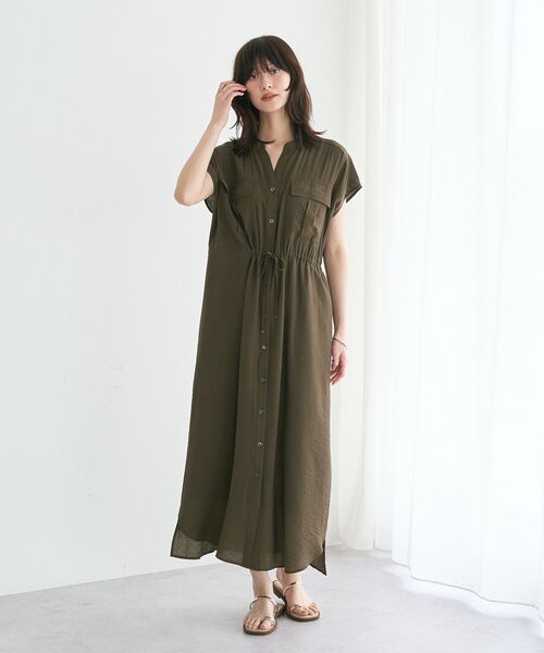 YECCA VECCA（イェッカヴェッカ）の「【接触冷感】ミリタリースキッパーシャツワンピース（シャツワンピース・レディース・ベージュ/カーキ/チャコールグレー・FREE）」の20枚目の写真