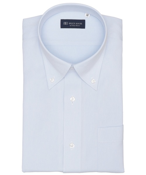 TOKYO SHIRTS(トウキョウシャツ)の「【吸水速乾】【COFREX】形態安定ノンアイロン ボタンダウン 半袖ビジネスワイシャツ(ビジネスシャツ・メンズ・サックスブルー・首回り37cm/首回り39cm/首回り41cm/首回り42cm/首回り43cm)」の1枚目の写真
