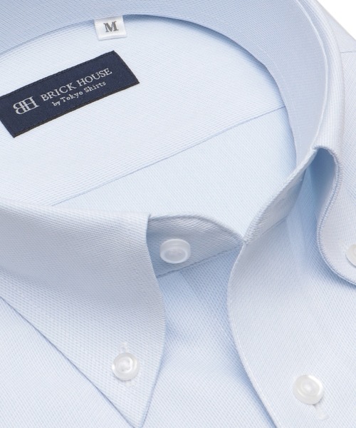 TOKYO SHIRTS(トウキョウシャツ)の「【吸水速乾】【COFREX】形態安定ノンアイロン ボタンダウン 半袖ビジネスワイシャツ(ビジネスシャツ・メンズ・サックスブルー・首回り37cm/首回り39cm/首回り41cm/首回り42cm/首回り43cm)」の2枚目の写真