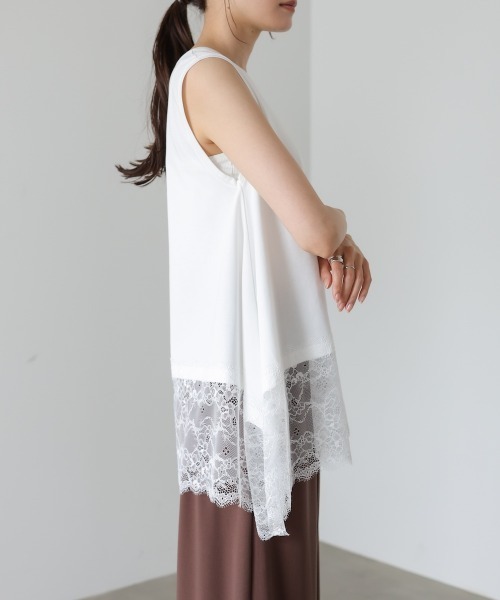 Bab(バブ)の「レース切り替えカットソー(Tシャツ/カットソー・レディース・オフホワイト/ブラック・FREE)」の14枚目の写真