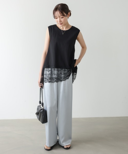 Bab(バブ)の「レース切り替えカットソー(Tシャツ/カットソー・レディース・オフホワイト/ブラック・FREE)」の11枚目の写真