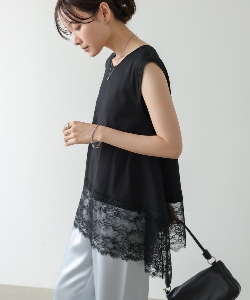 Bab(バブ)の「レース切り替えカットソー(Tシャツ/カットソー・レディース・オフホワイト/ブラック・FREE)」の8枚目の写真