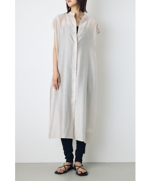 AZUL by moussy（アズールバイマウジー）の「フレンチスリーブロングシャツワンピース（シャツワンピース・レディース・ライトグレー/ブラウン/ライトブラック・SMALL/MEDIUM）」の12枚目の写真
