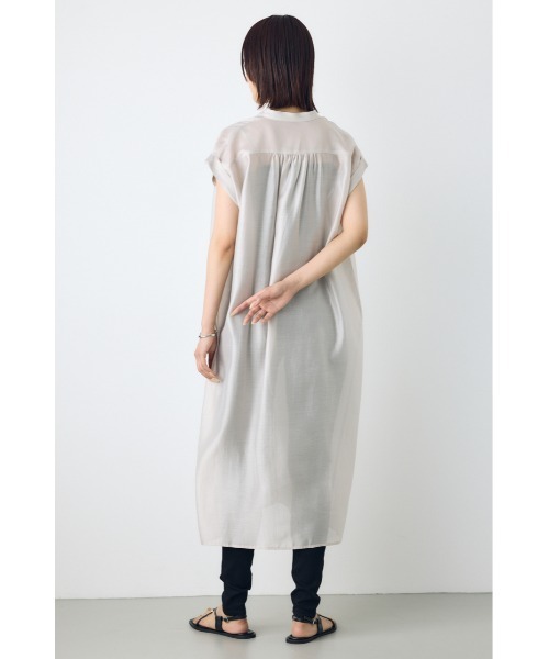 AZUL by moussy（アズールバイマウジー）の「フレンチスリーブロングシャツワンピース（シャツワンピース・レディース・ライトグレー/ブラウン/ライトブラック・SMALL/MEDIUM）」の14枚目の写真