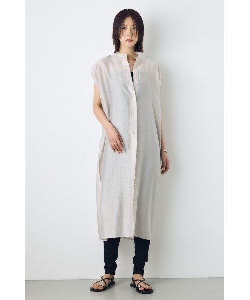 AZUL by moussy（アズールバイマウジー）の「フレンチスリーブロングシャツワンピース（シャツワンピース・レディース・ライトグレー/ブラウン/ライトブラック・SMALL/MEDIUM）」の15枚目の写真