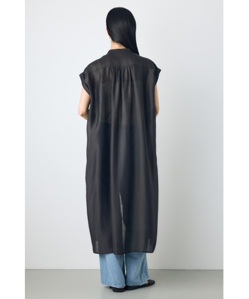 AZUL by moussy（アズールバイマウジー）の「フレンチスリーブロングシャツワンピース（シャツワンピース・レディース・ライトグレー/ブラウン/ライトブラック・SMALL/MEDIUM）」の6枚目の写真