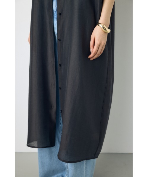 AZUL by moussy（アズールバイマウジー）の「フレンチスリーブロングシャツワンピース（シャツワンピース・レディース・ライトグレー/ブラウン/ライトブラック・SMALL/MEDIUM）」の11枚目の写真