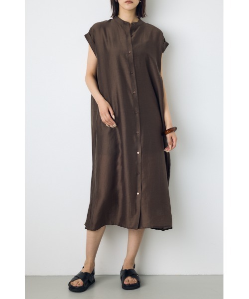 AZUL by moussy（アズールバイマウジー）の「フレンチスリーブロングシャツワンピース（シャツワンピース・レディース・ライトグレー/ブラウン/ライトブラック・SMALL/MEDIUM）」の20枚目の写真
