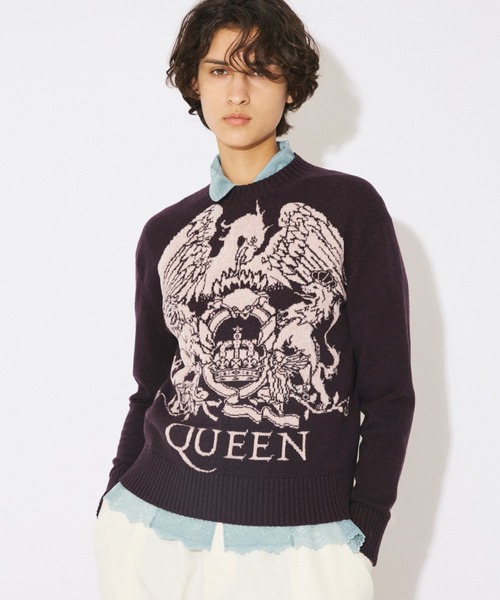 beautiful people(ビューティフルピープル)の「rock-knit QUEEN knit pullover(ニット/セーター・レディース・ダークパープル/アイボリー/ブラック・40/38/42)」の7枚目の写真