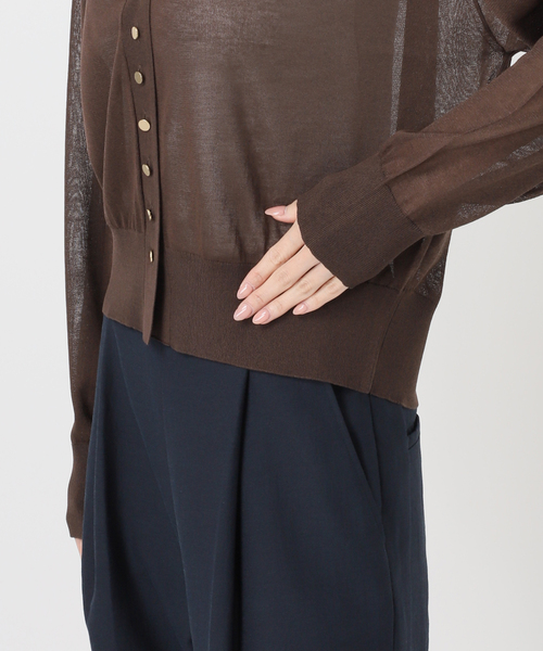 La TOTALITE(ラトータリテ)の「【洗える】ウォッシャブルシアーVカーディガン(カーディガン/ボレロ・レディース・ブラウン/ブラック/ホワイト・FREE)」の11枚目の写真