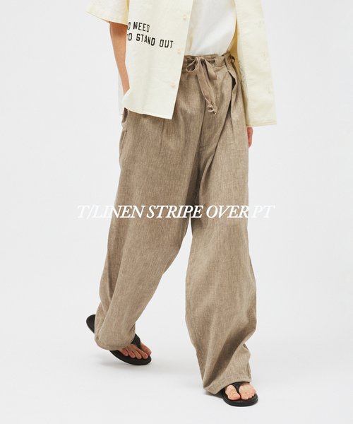 JOURNAL STANDARD(ジャーナルスタンダード)の「リネン ポリ ストライプ オーバー パンツ(スラックス・メンズ・チャコールグレー/ブラック/ベージュ/ネイビー/ブラック系その他・SMALL/MEDIUM/LARGE)」の4枚目の写真