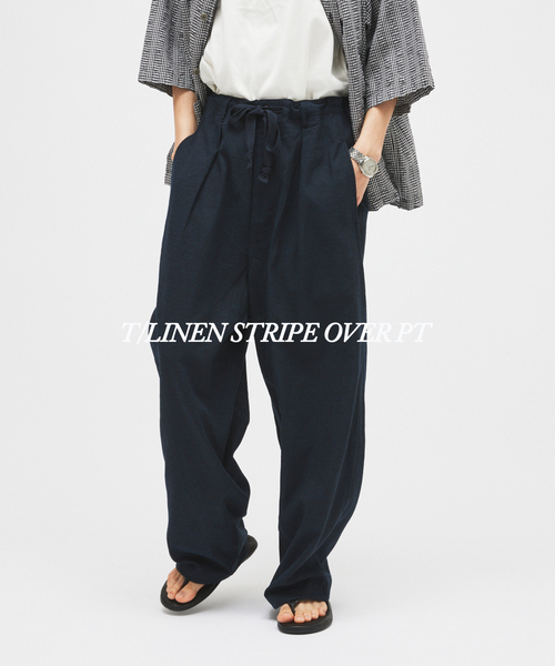 JOURNAL STANDARD(ジャーナルスタンダード)の「リネン ポリ ストライプ オーバー パンツ(スラックス・メンズ・チャコールグレー/ブラック/ベージュ/ネイビー/ブラック系その他・SMALL/MEDIUM/LARGE)」の5枚目の写真