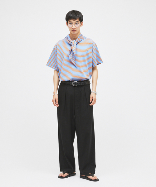 JOURNAL STANDARD(ジャーナルスタンダード)の「リネン ポリ ストライプ オーバー パンツ(スラックス・メンズ・チャコールグレー/ブラック/ベージュ/ネイビー/ブラック系その他・SMALL/MEDIUM/LARGE)」の6枚目の写真