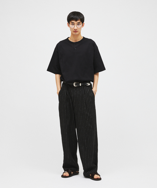 JOURNAL STANDARD(ジャーナルスタンダード)の「リネン ポリ ストライプ オーバー パンツ(スラックス・メンズ・チャコールグレー/ブラック/ベージュ/ネイビー/ブラック系その他・SMALL/MEDIUM/LARGE)」の14枚目の写真
