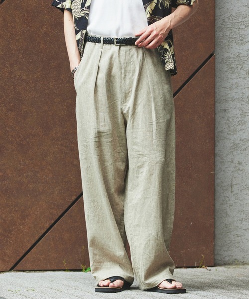 JOURNAL STANDARD(ジャーナルスタンダード)の「リネン ポリ ストライプ オーバー パンツ(スラックス・メンズ・チャコールグレー/ブラック/ベージュ/ネイビー/ブラック系その他・SMALL/MEDIUM/LARGE)」の5枚目の写真
