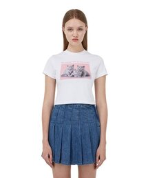 [i-ts21-005]スリーキャッツクロップTシャツ_ホワイト