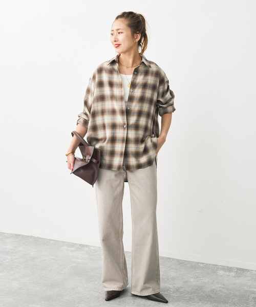 Spick & Span(スピックアンドスパン)の「ソフトオンブレチェックシャツ(シャツ/ブラウス・レディース・カーキ/ブラウン/ブラック・FREE)」の5枚目の写真