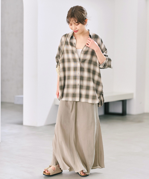 Spick & Span(スピックアンドスパン)の「ソフトオンブレチェックシャツ(シャツ/ブラウス・レディース・カーキ/ブラウン/ブラック・FREE)」の7枚目の写真