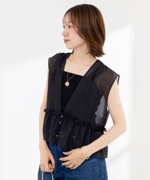 NOLLEY’S(ノーリーズ)の「ウォッシャブルオーガンジーシアーベスト(ベスト・レディース・ブラウン/ブラック・38)」の7枚目の写真